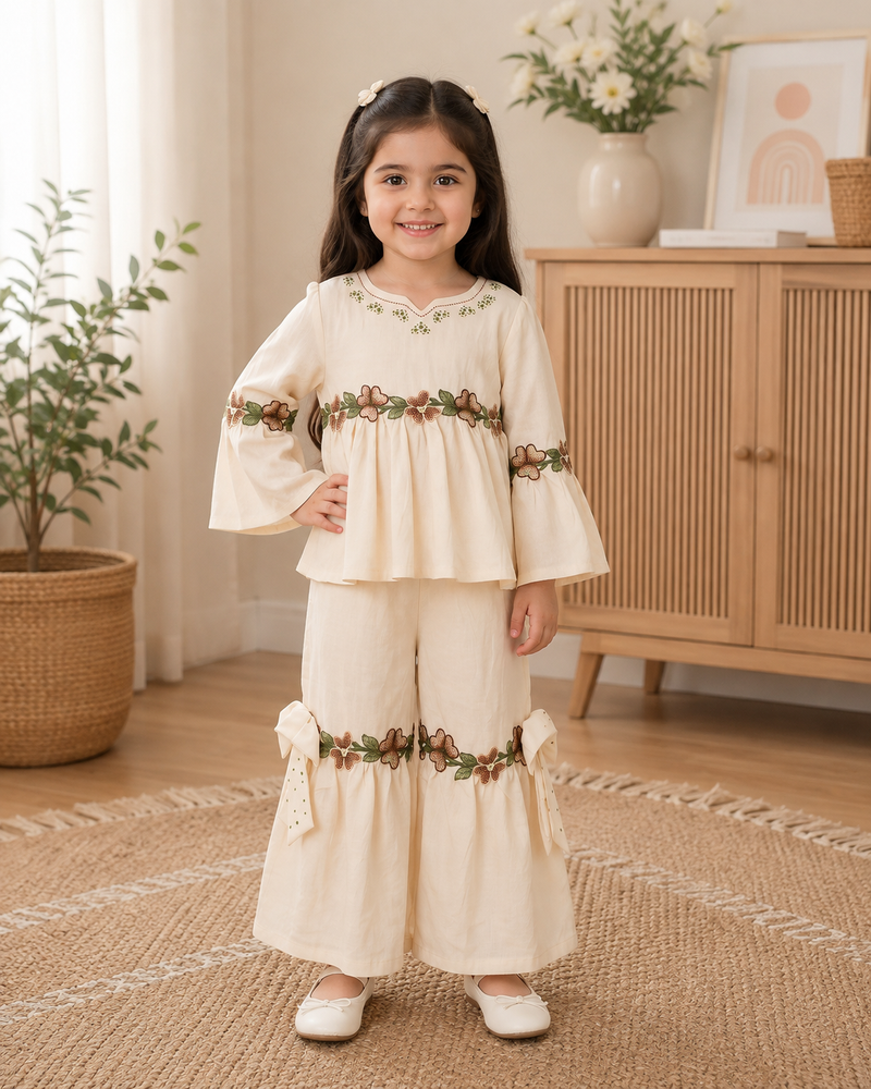 Floral Embroidered Sharara Set