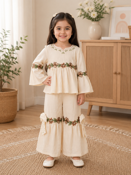 Floral Embroidered Sharara Set