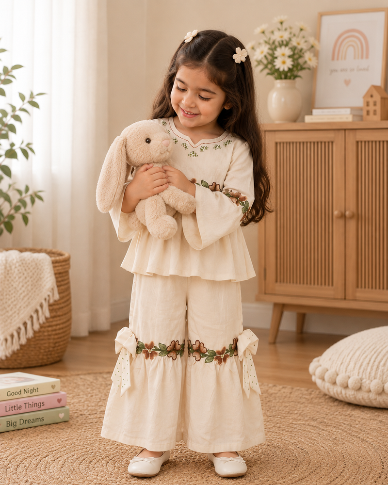 Floral Embroidered Sharara Set