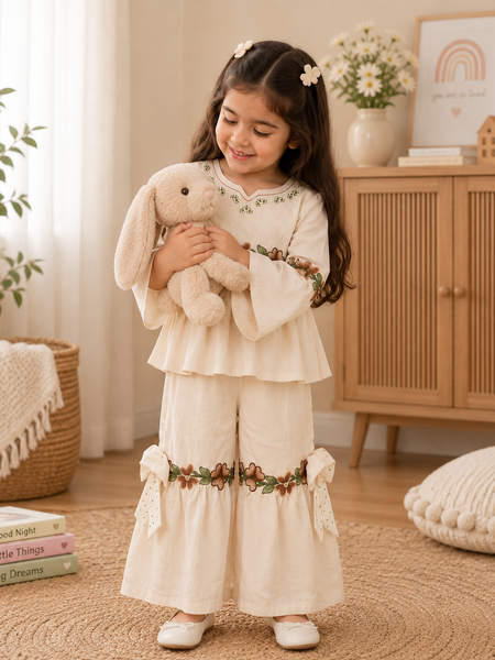 Floral Embroidered Sharara Set