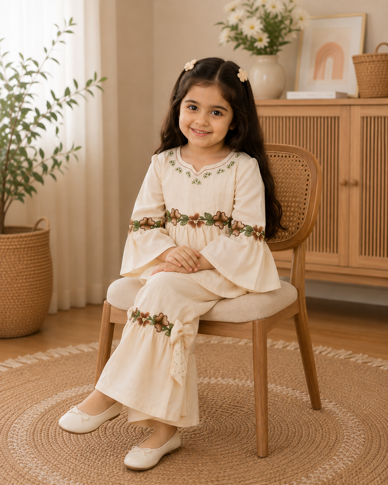 Floral Embroidered Sharara Set