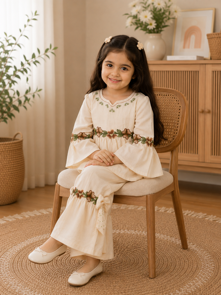 Floral Embroidered Sharara Set