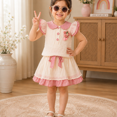 Pink Floral Collar Dress