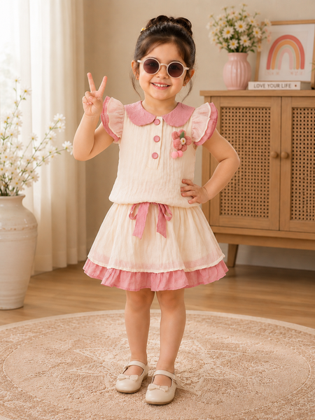 Pink Floral Collar Dress