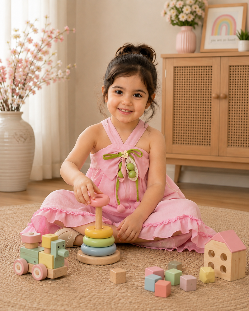 Pink Halter Ruffle Co-Ord Set