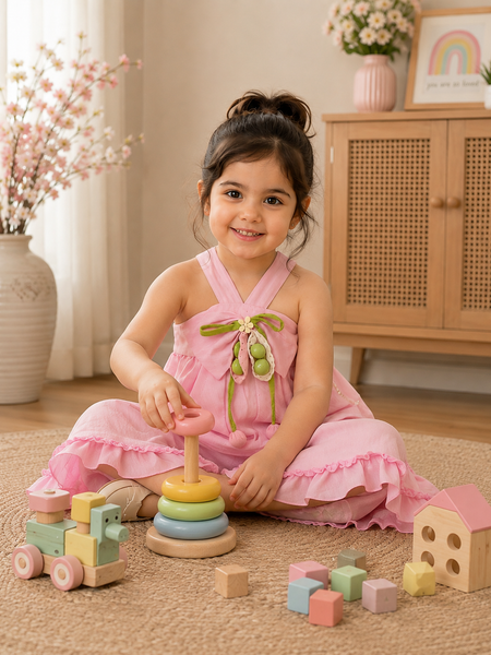 Pink Halter Ruffle Co-Ord Set