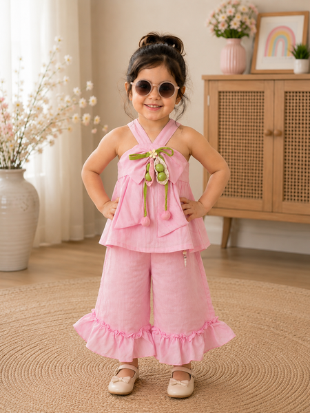 Pink Halter Ruffle Co-Ord Set