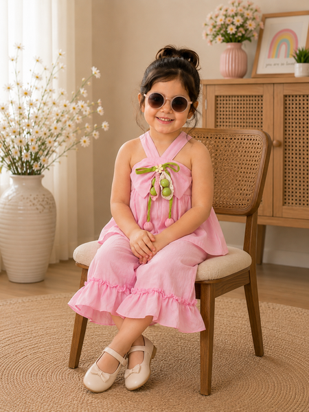 Pink Halter Ruffle Co-Ord Set