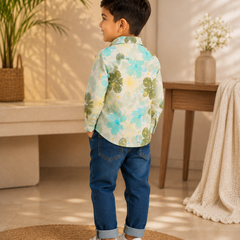 Premium Boys Floral Print Cotton Full Sleeve Shirt | Soft Casual & Party Wear Kids Shirt | Kidaura