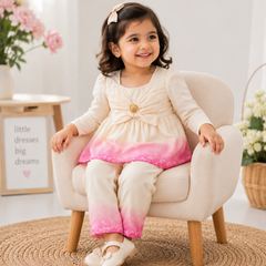 Pink Ombre Bow Top & Plazo Set